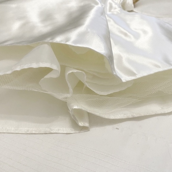 JESSICA MCCLINTOCK FOR GUNNE SAX WHITE GOLD SATIN STRAPLESS BRIDAL PROM DRESS - Picture 7 of 9